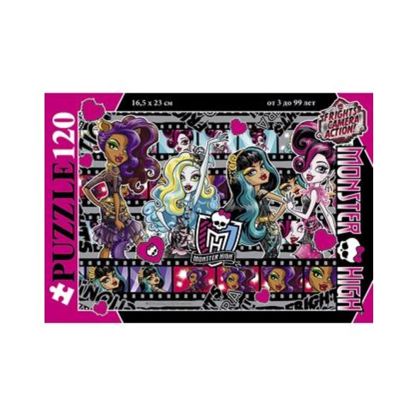 ПАЗЛЫ-ИГРА 120 элементов А5ф 230Х165мм -Школа Монстров-(Monster High) , 